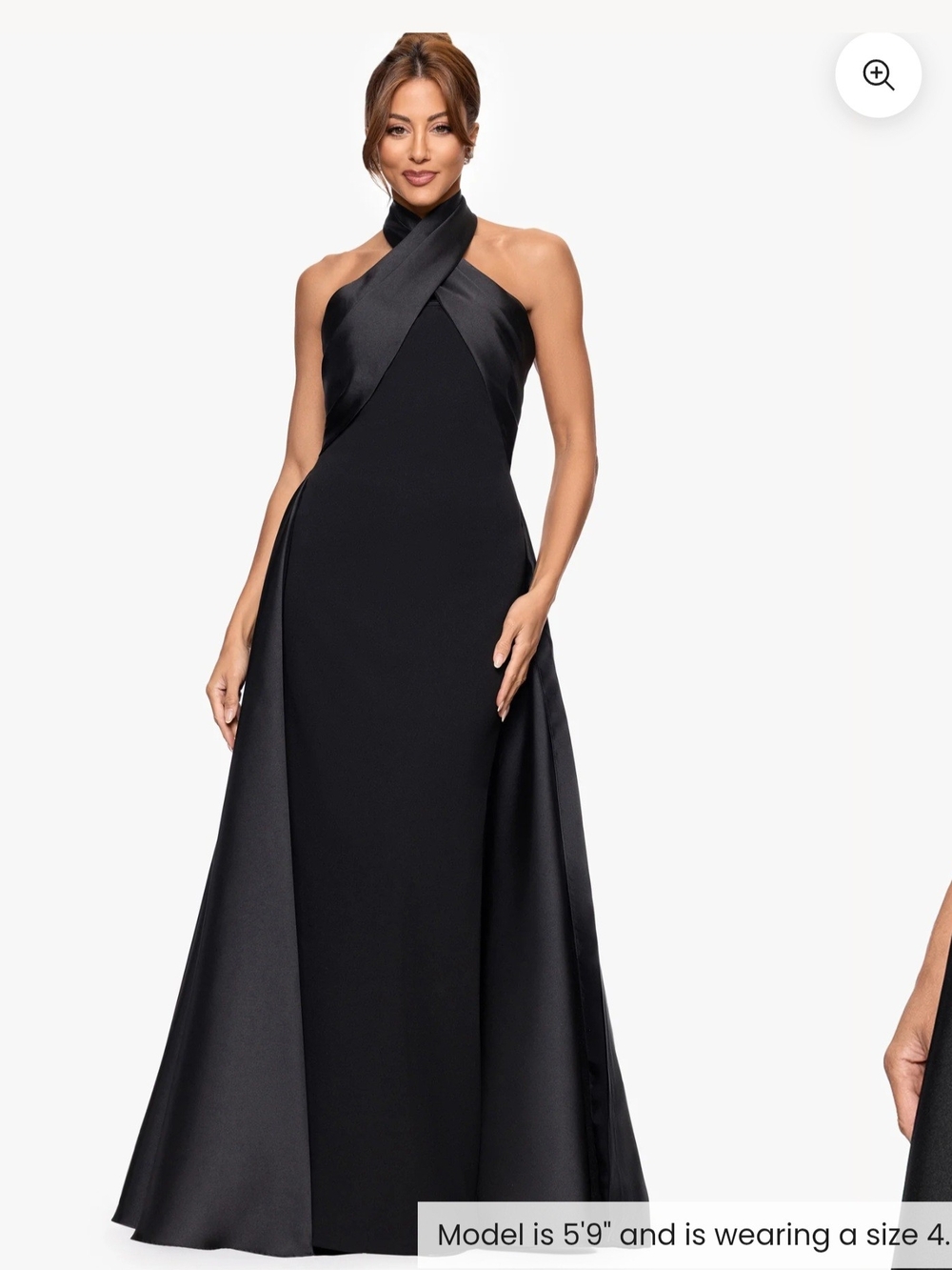 Betsy And Adam Dina" Scuba Crepe Twist Halter Neck Gown